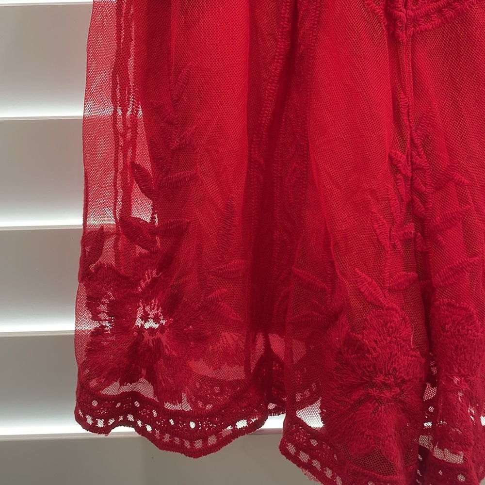 Red Embroidered Romper - Picture 3 of 6